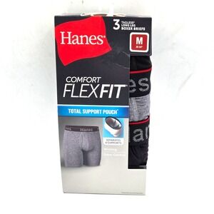 Hanes  Mens Boxer Brief Underwear Long Leg Polyester Blend Comfort Flex Fit  M
